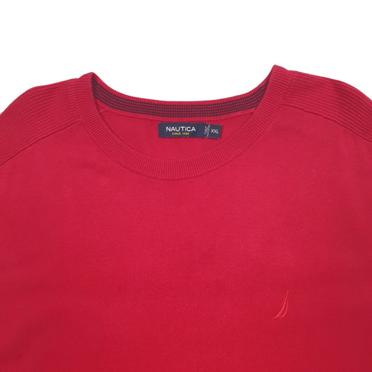 Mens Red Nautica Knit Crewneck Jumper