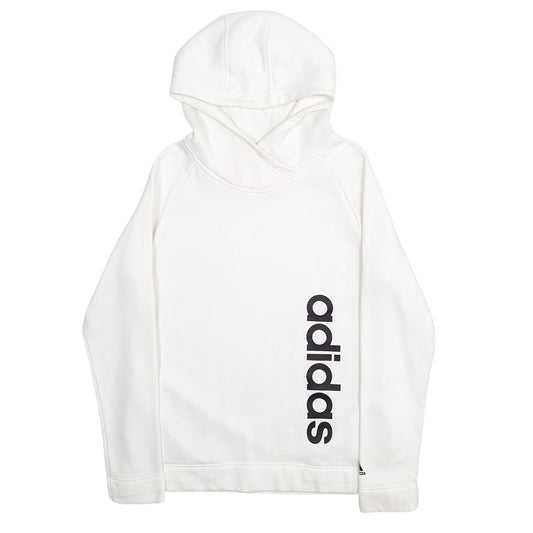 Mens White Adidas Spellout Hoodie Jumper