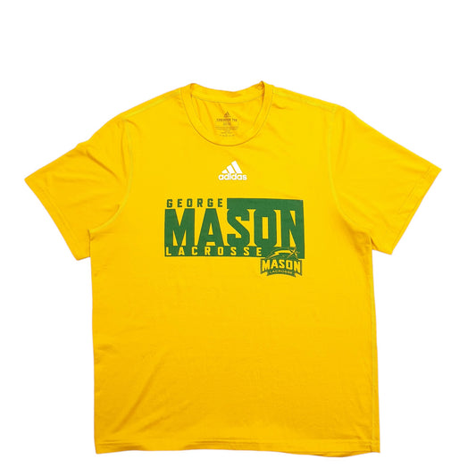 Mens Yellow Adidas George Mason Lacrosse Spellout Short Sleeve T Shirt