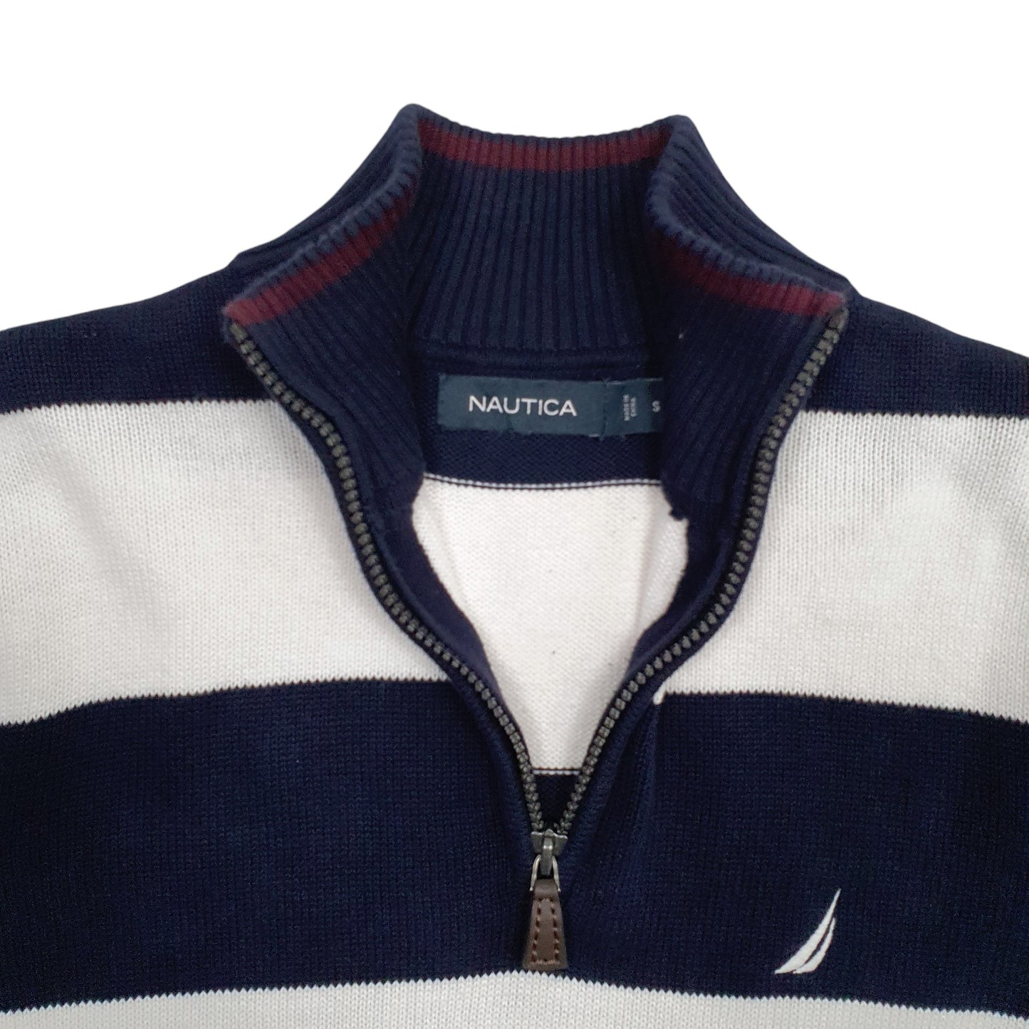 Mens White Nautica Knit Quarter Zip Jumper