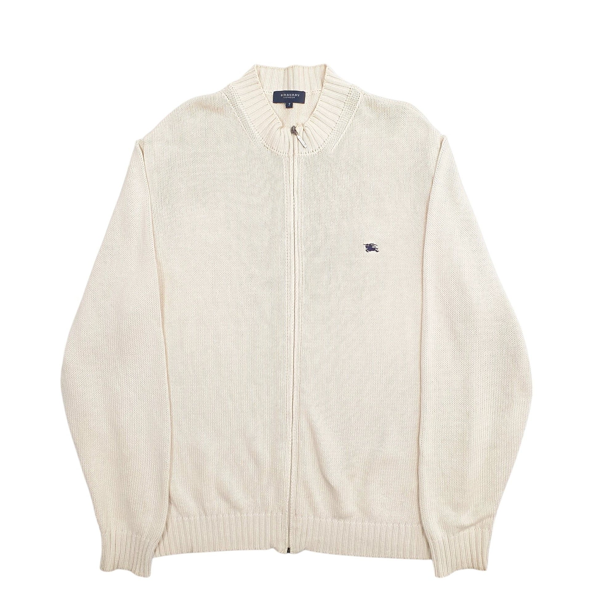 Mens Cream Burberry  Full Zip Jumper