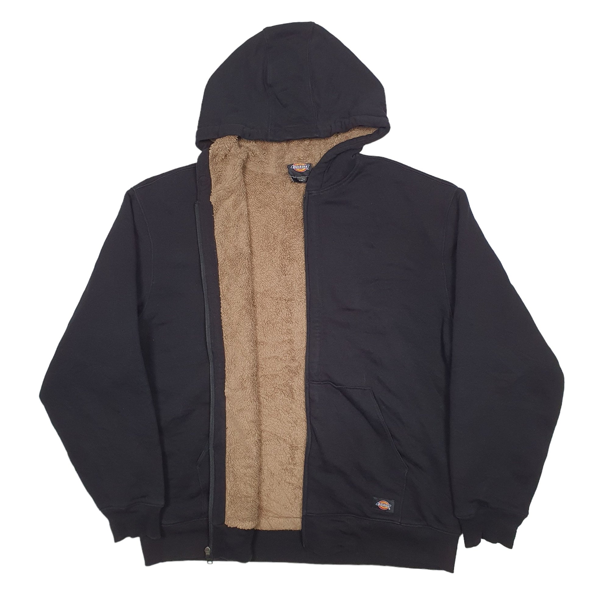 Mens Black Dickies Lined Thermal Winter Full Zip Jumper