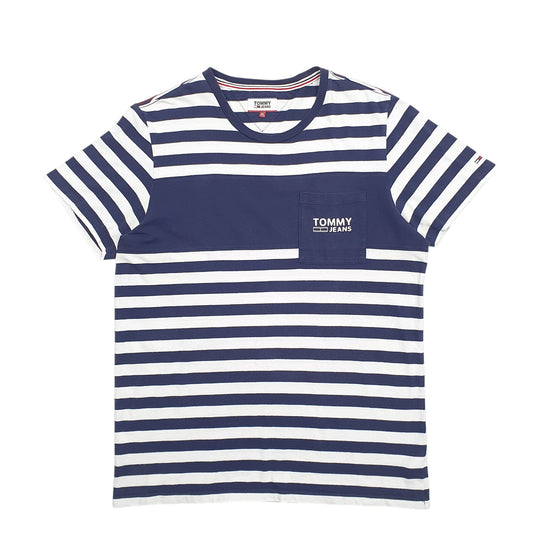 Mens Navy Tommy Hilfiger Stripes Short Sleeve T Shirt