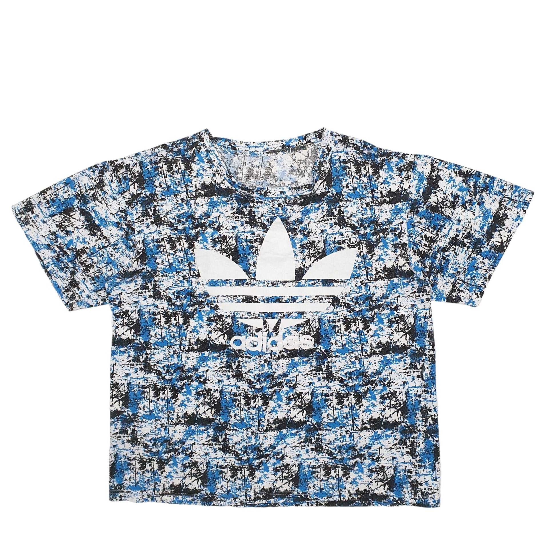 Womens Blue Adidas Spellout Short Sleeve T Shirt