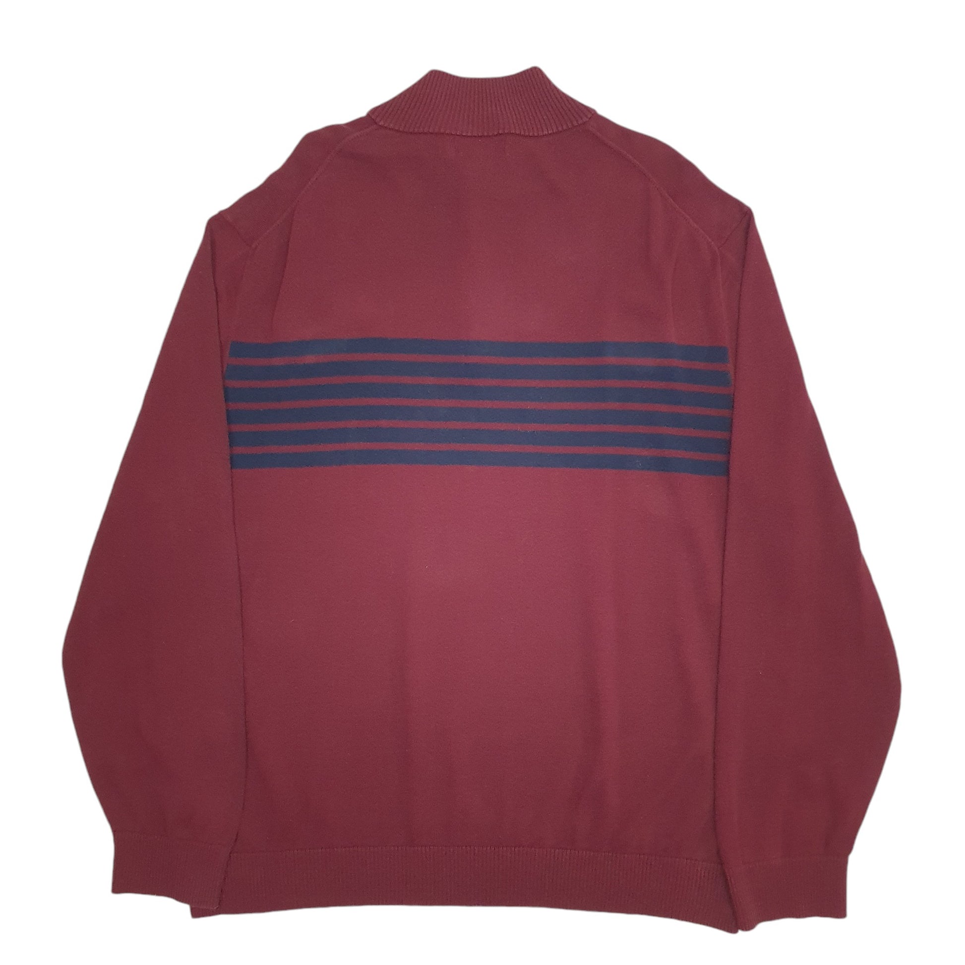 Mens Burgundy Nautica Knit Quarter Zip Jumper