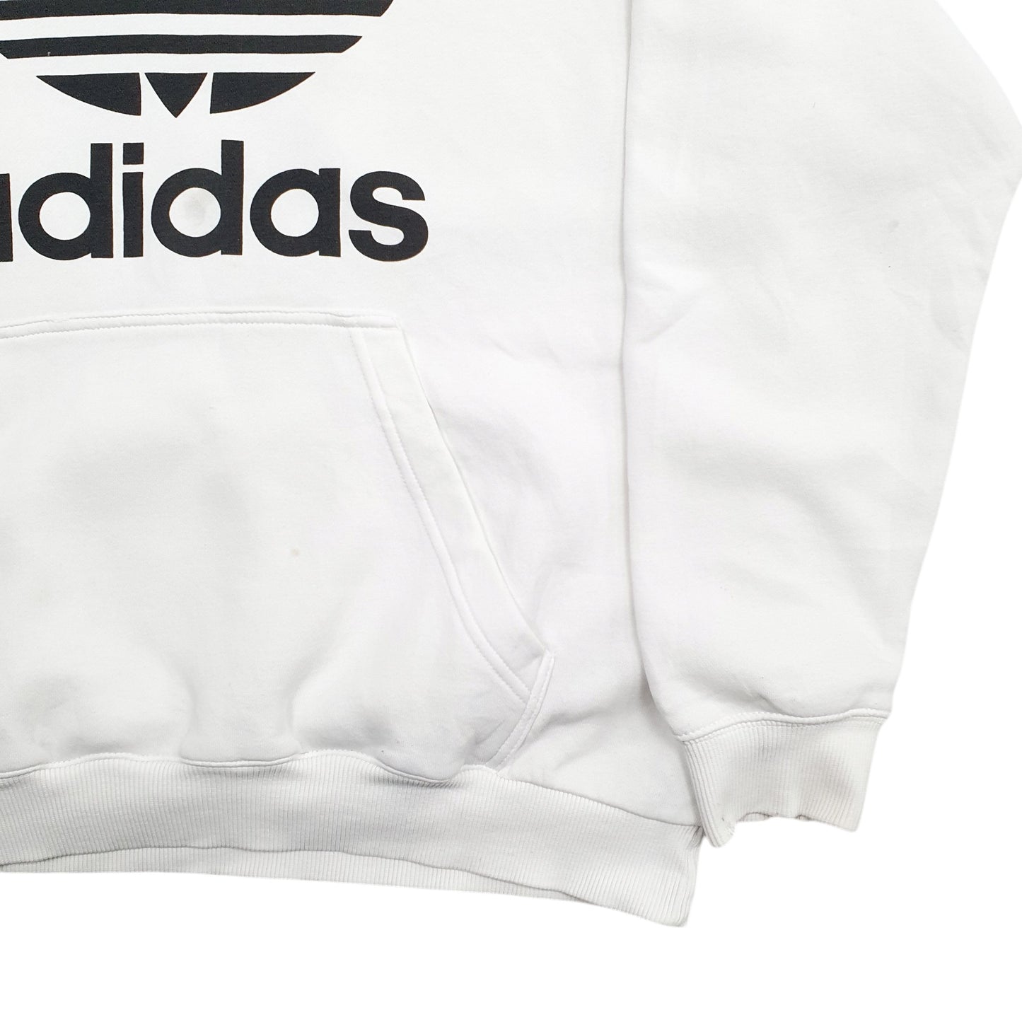 Mens White Adidas Spellout Hoodie Jumper