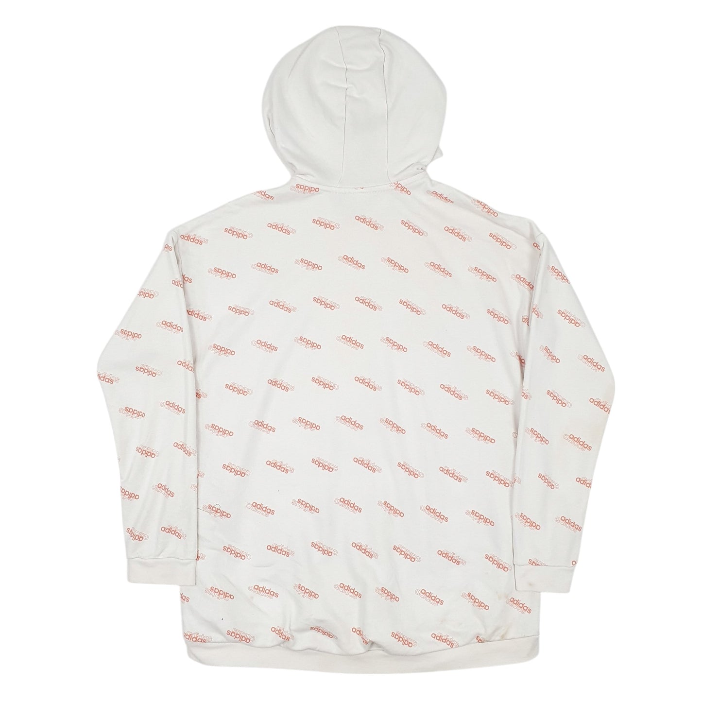 Mens White Adidas Spellout Hoodie Jumper