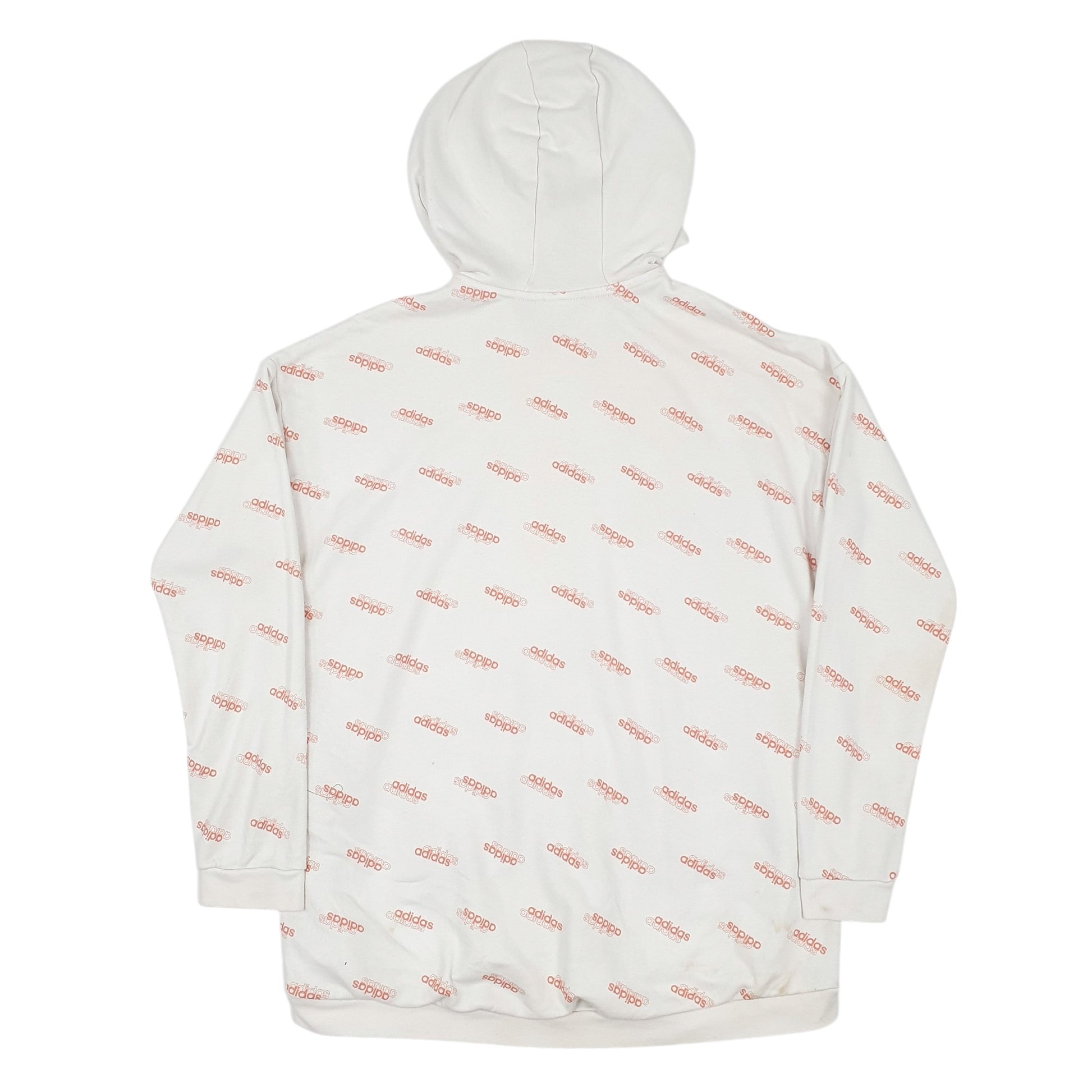 Mens White Adidas Spellout Hoodie Jumper