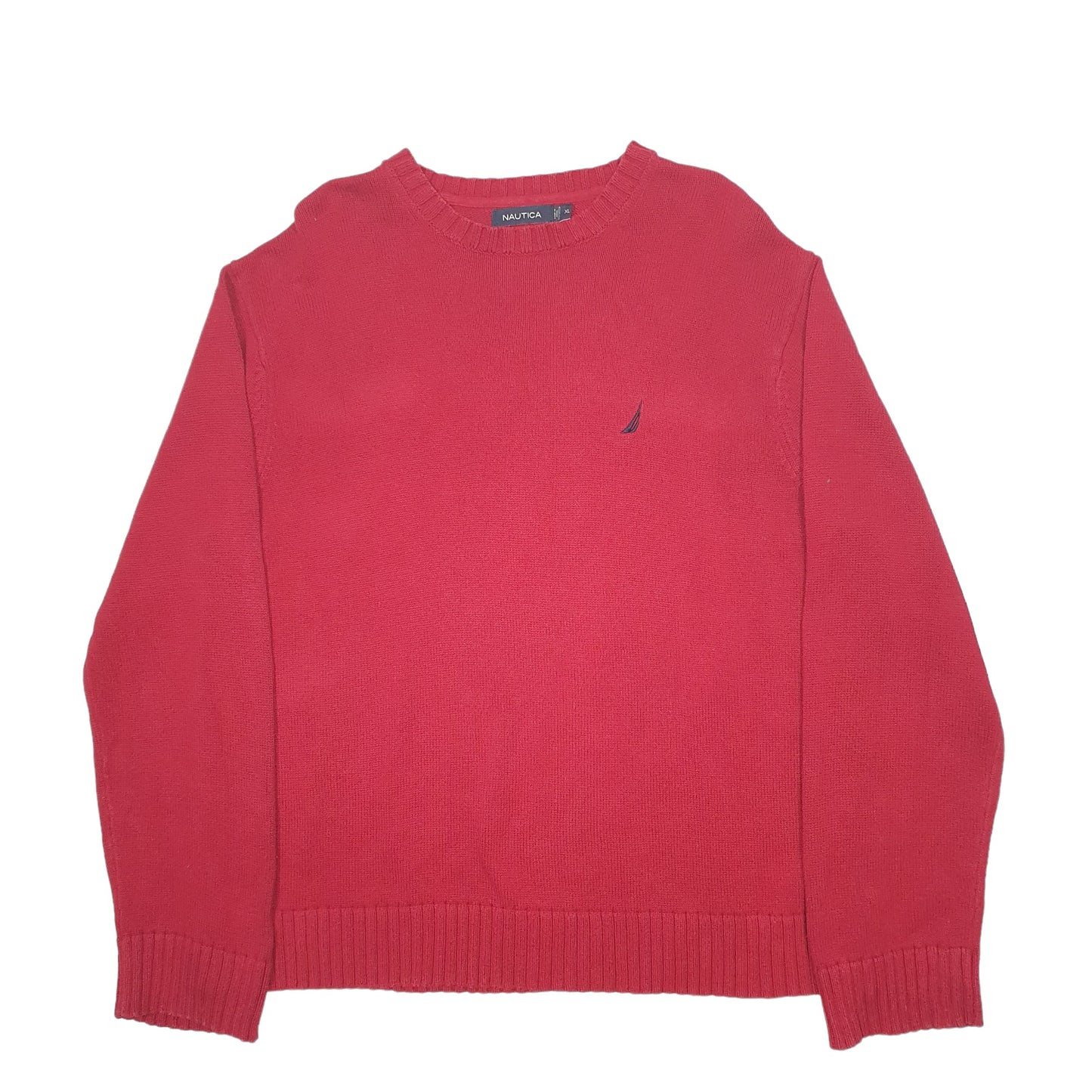 Mens Red Nautica Knit Crewneck Jumper