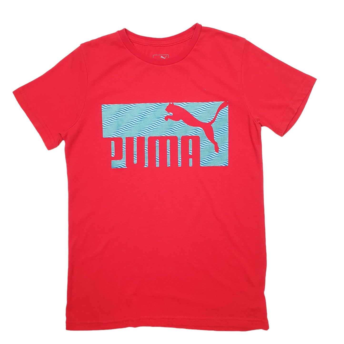 Mens Red Puma Spellout Short Sleeve T Shirt