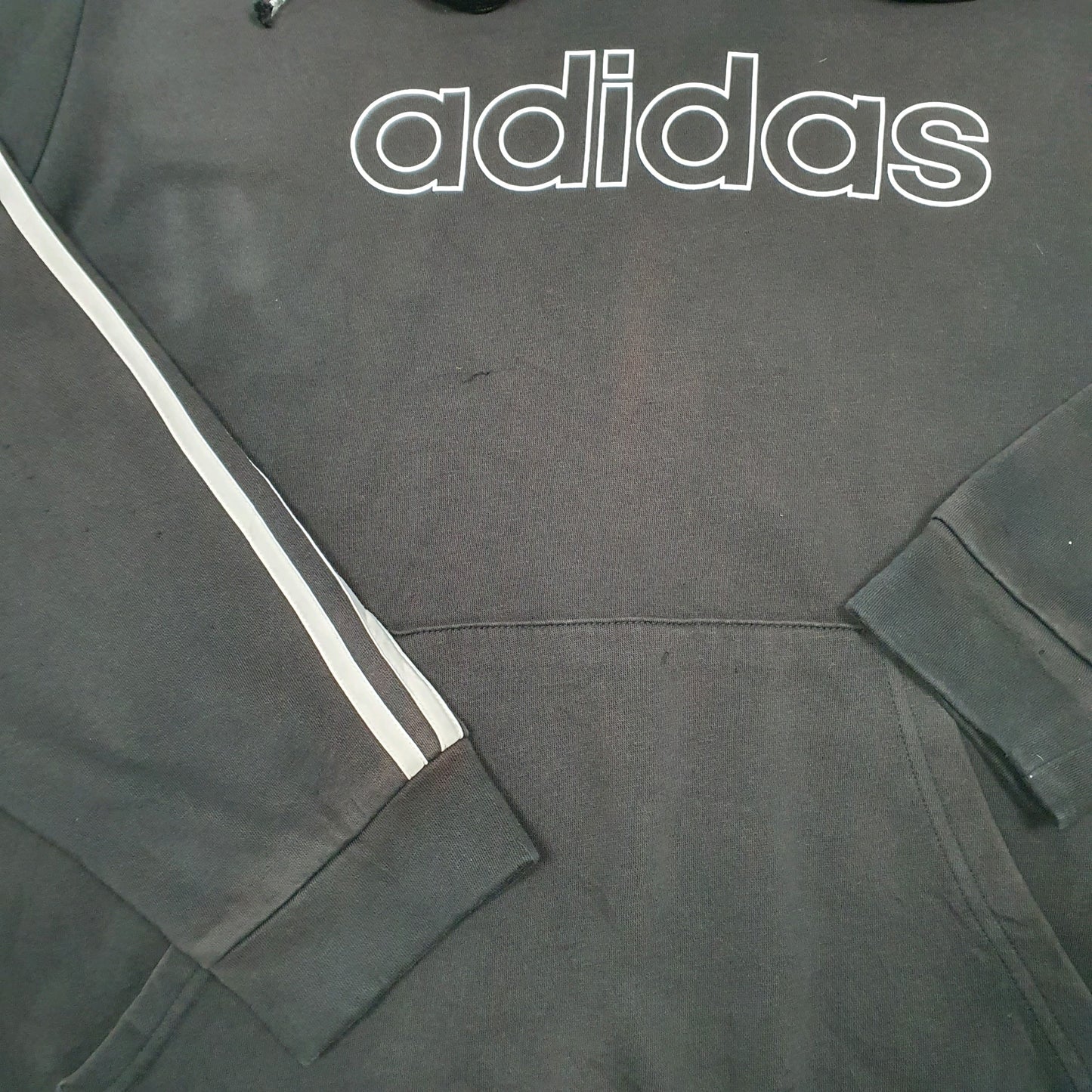 Mens Black Adidas Spellout Hoodie Jumper