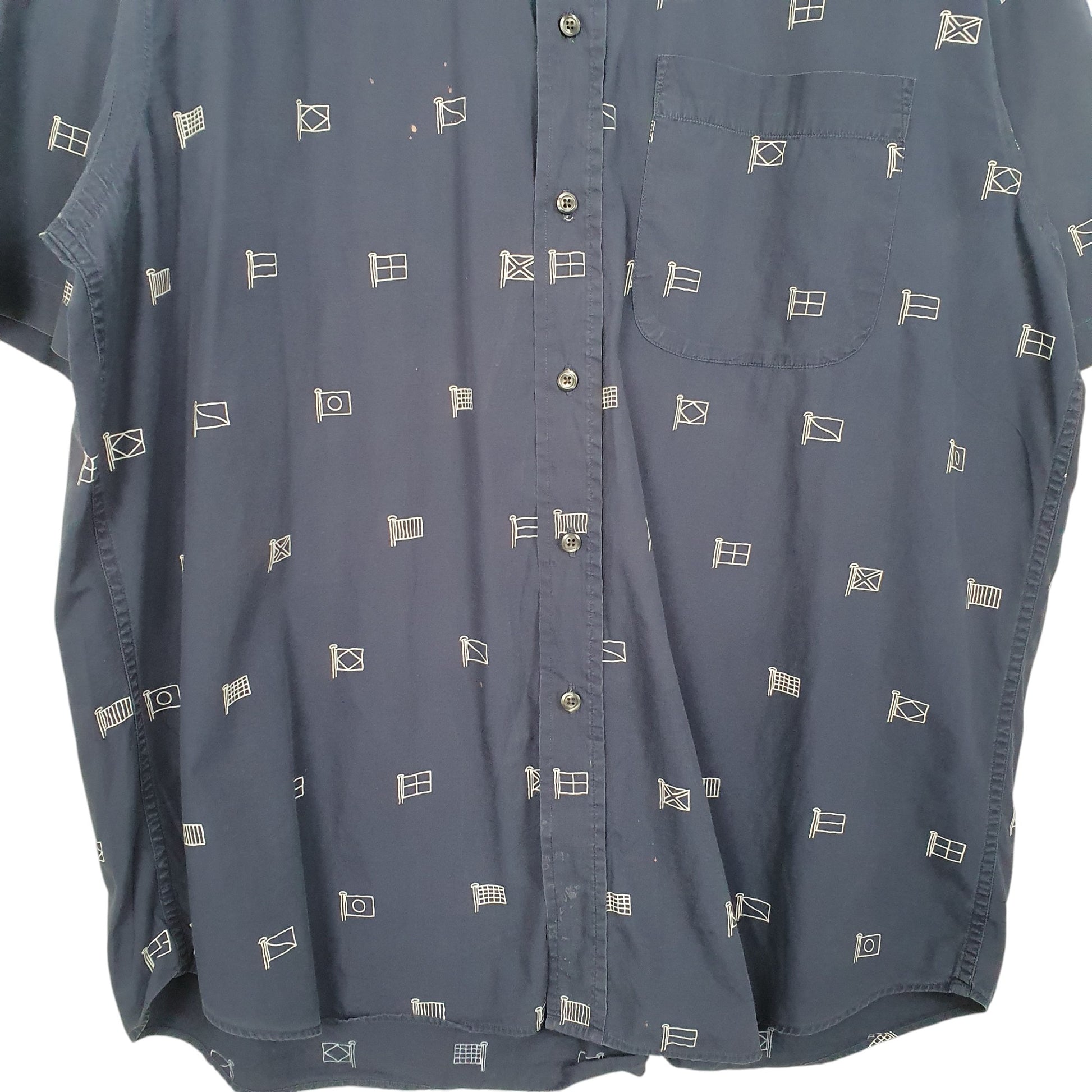 Mens Navy Nautica Sailing Yachting Flags Short Sleeve Shirt