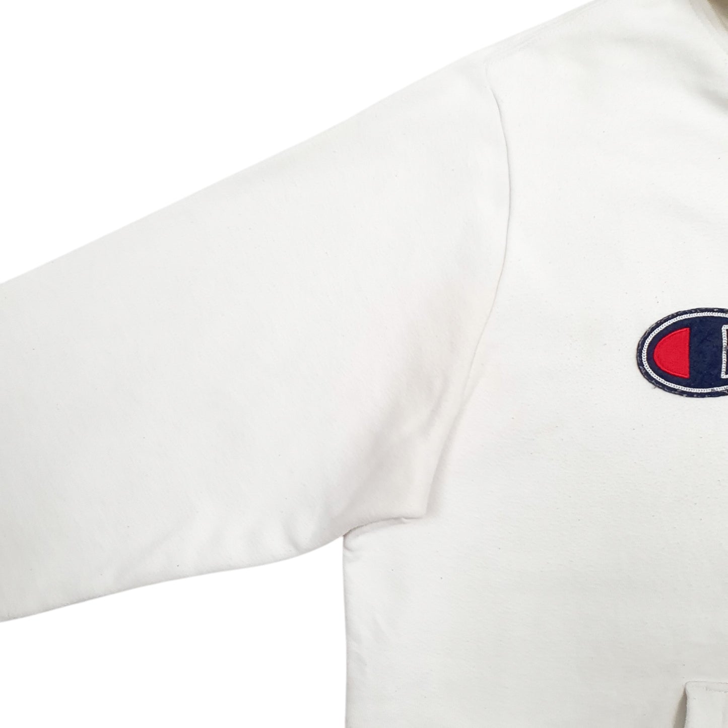 Mens White Champion Spellout Hoodie Jumper