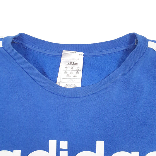 Mens Blue Adidas Spellout Crewneck Jumper