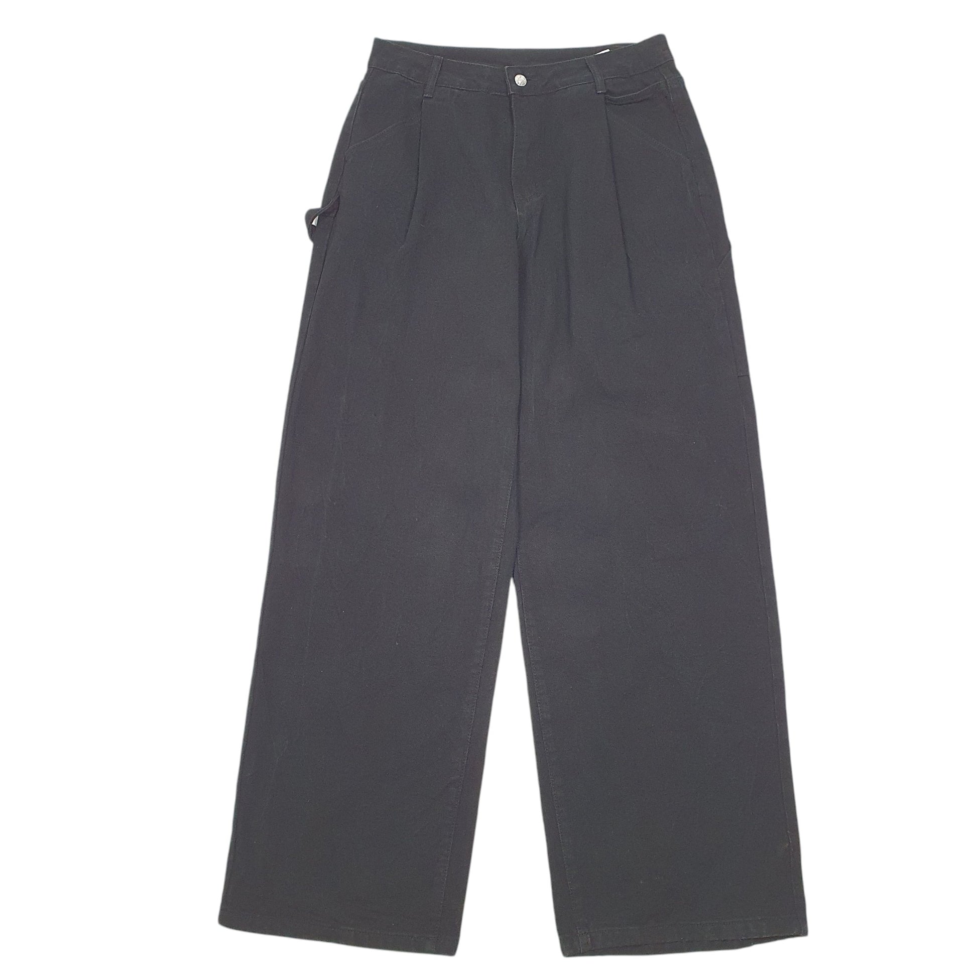 Mens Black Shein Jeans Workwear Pleated Carpenter Trousers