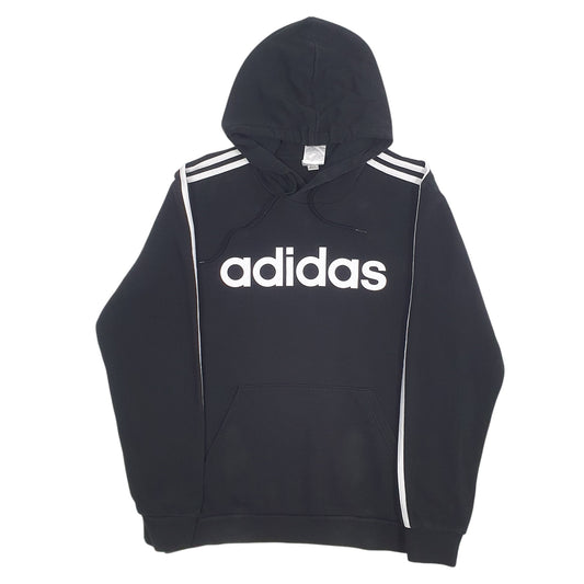 Mens Black Adidas Spellout Hoodie Jumper