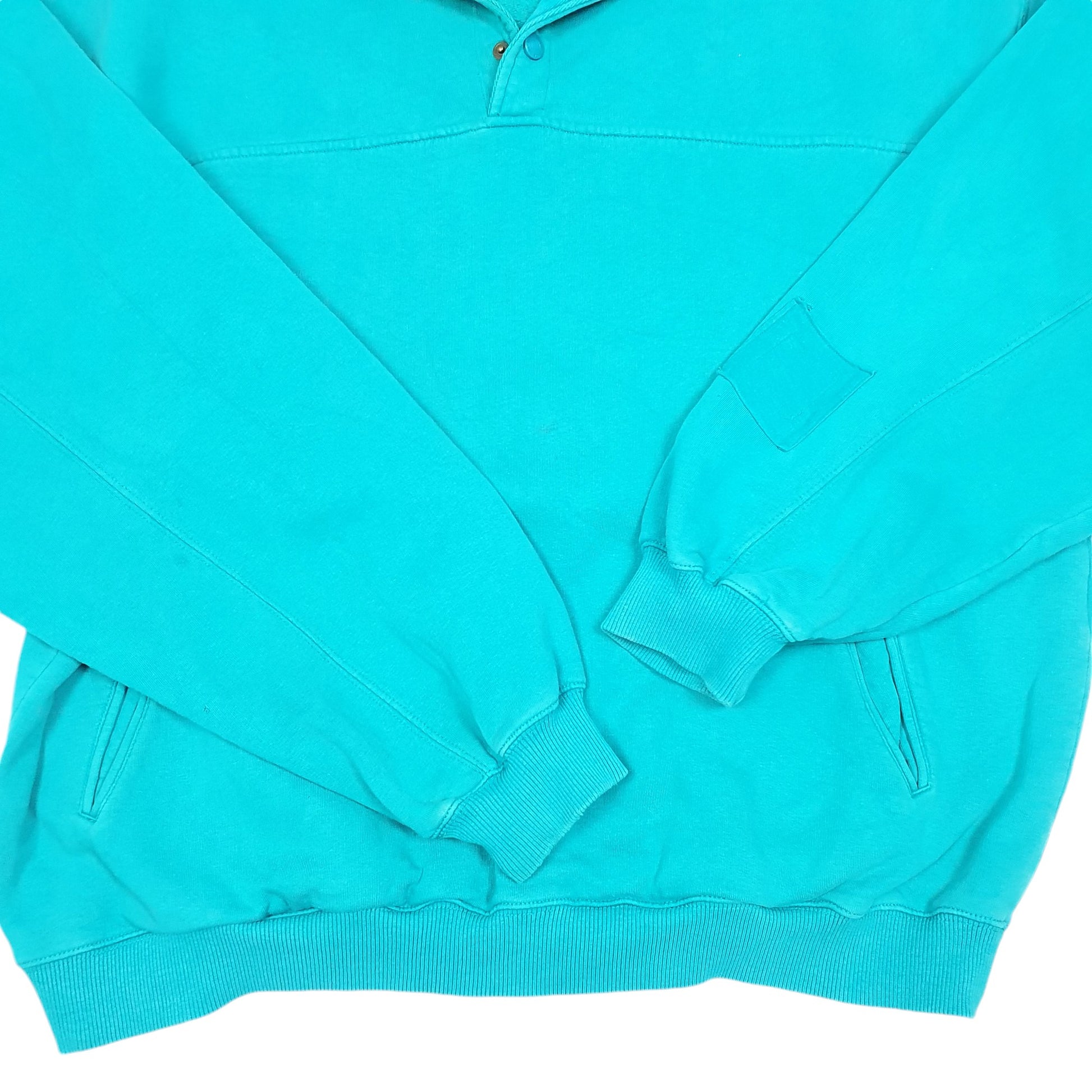 Mens Green Eddie Bauer Vintage Popper Snap Button Quarter Zip Jumper