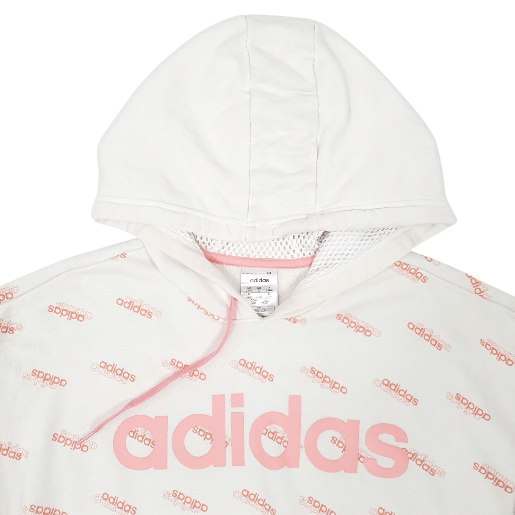 Mens White Adidas Spellout Hoodie Jumper