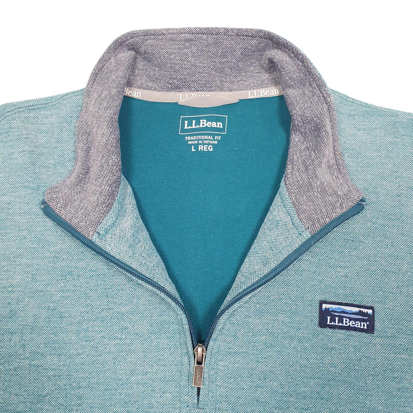 Mens Turquoise L.L.Bean Vintage Quarter Zip Jumper