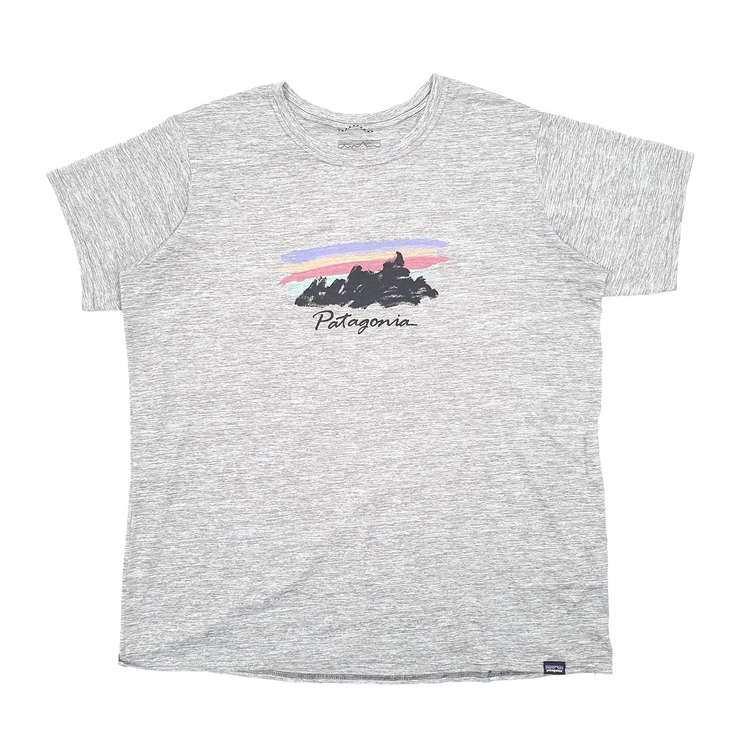 Womens Grey Patagonia Spellout Active Capilene Cool Daily Short Sleeve T Shirt
