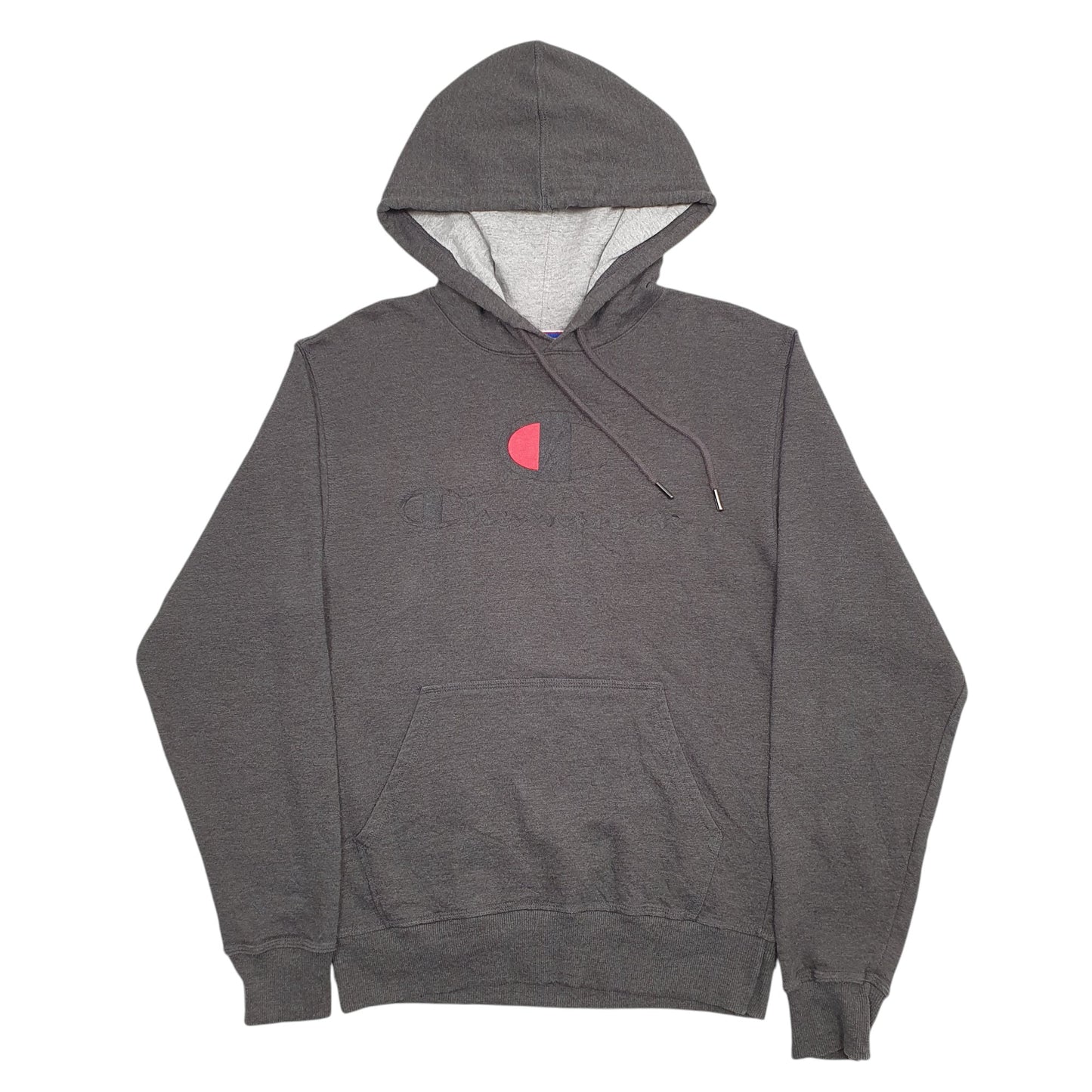 Mens Grey Champion Spellout Hoodie Jumper
