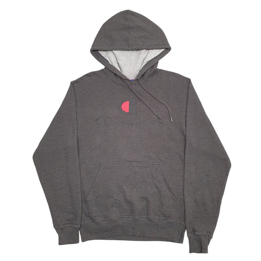 Mens Grey Champion Spellout Hoodie Jumper