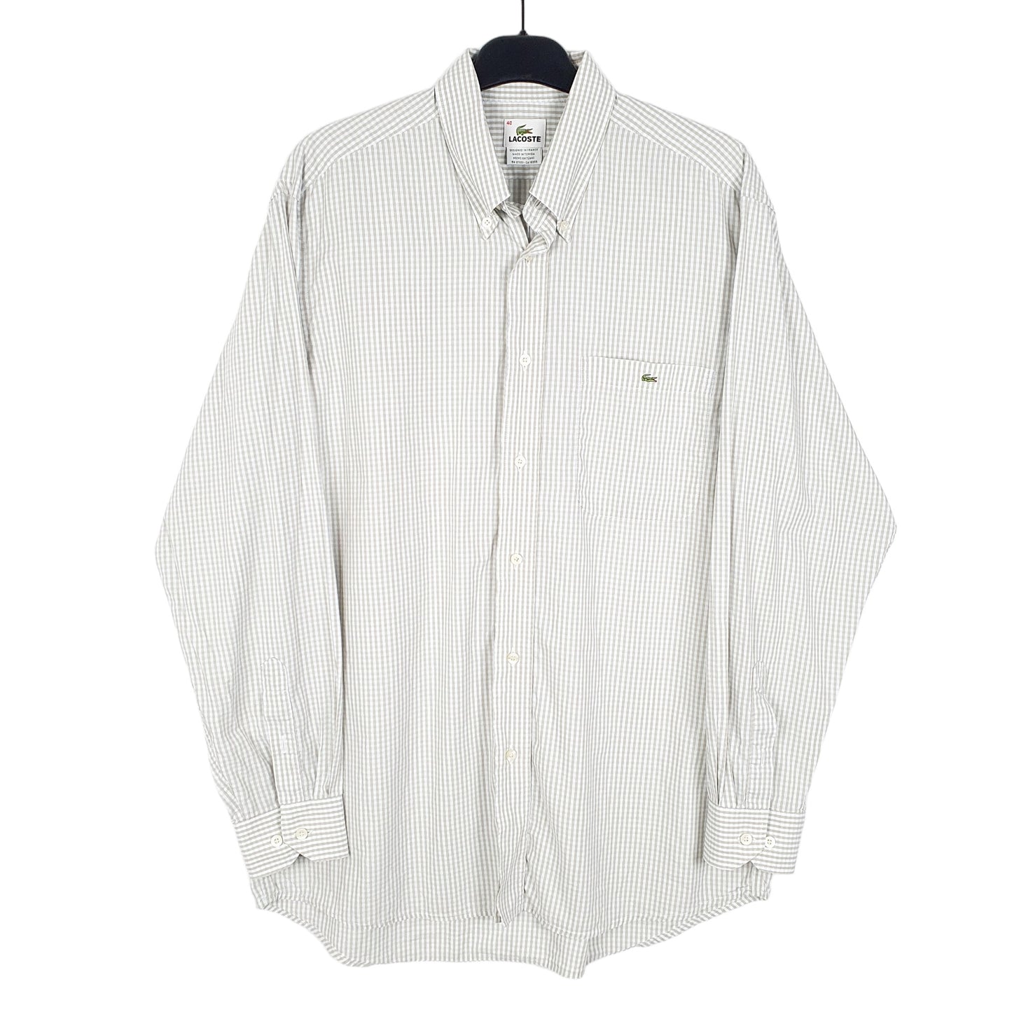 Mens White Lacoste  Long Sleeve Shirt