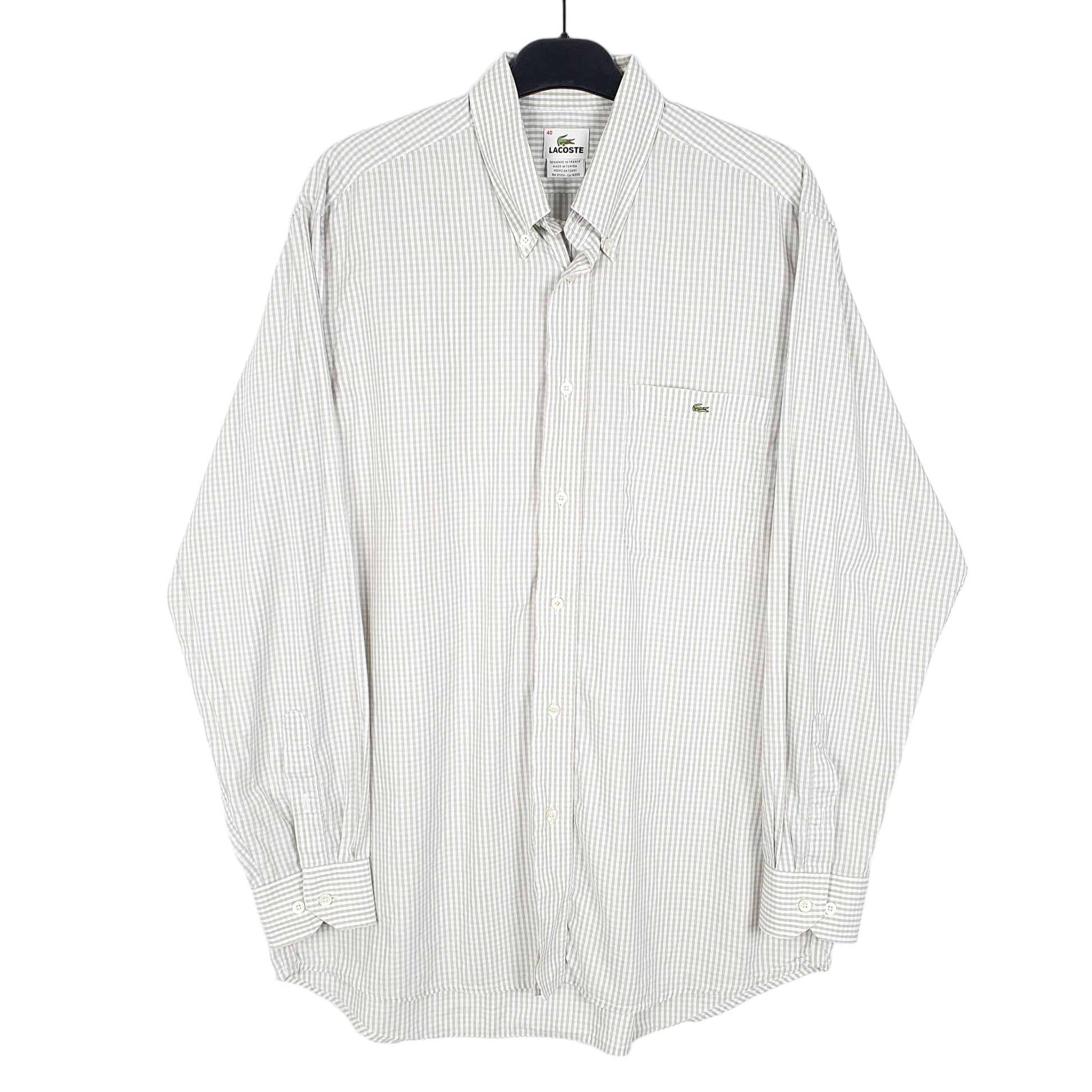 Mens White Lacoste  Long Sleeve Shirt