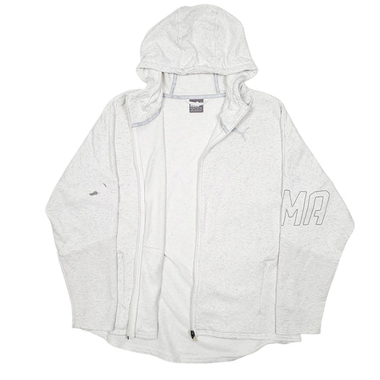 Womens Grey Puma Hoodie Workout Gym Running Full Zip Jumper