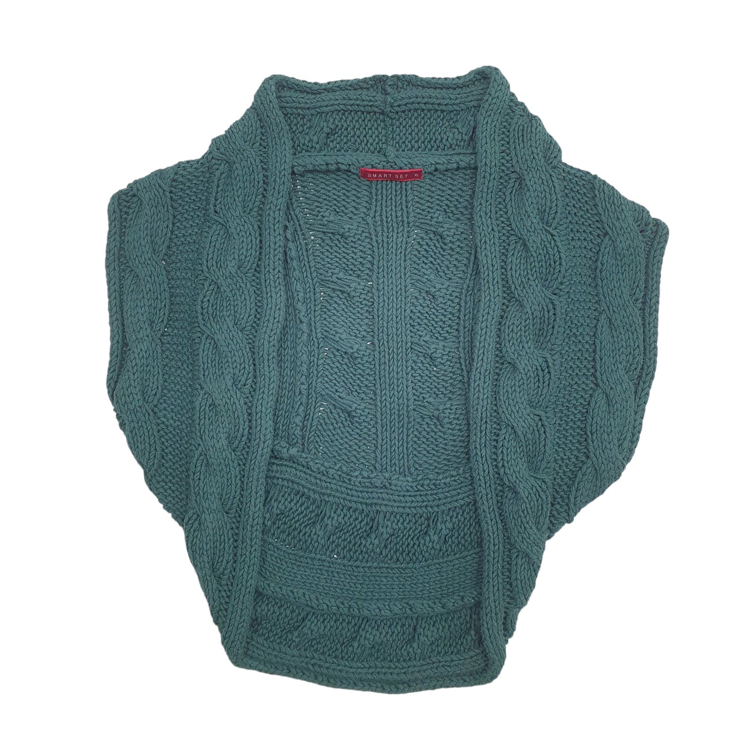 Womens Green Smart Set Cable Knit Cardigan Jumper