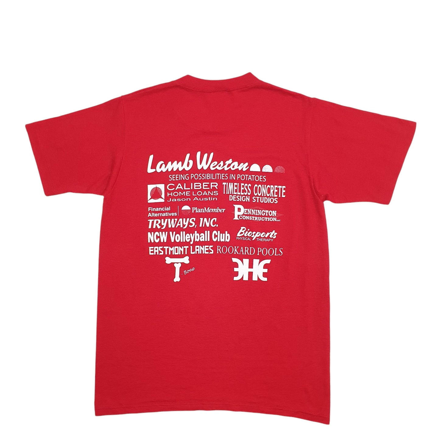 Womens Red Jezeez Single Stitch Vintage 90s Made In USA Wildcats Volleyball Short Sleeve T Shirt