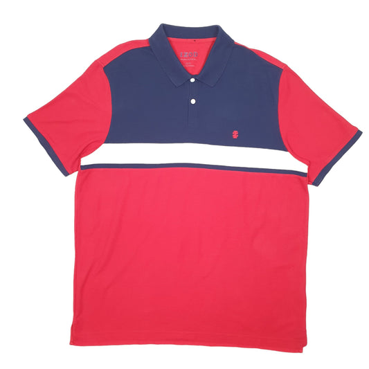 Mens Red Izod  Short Sleeve Polo Shirt