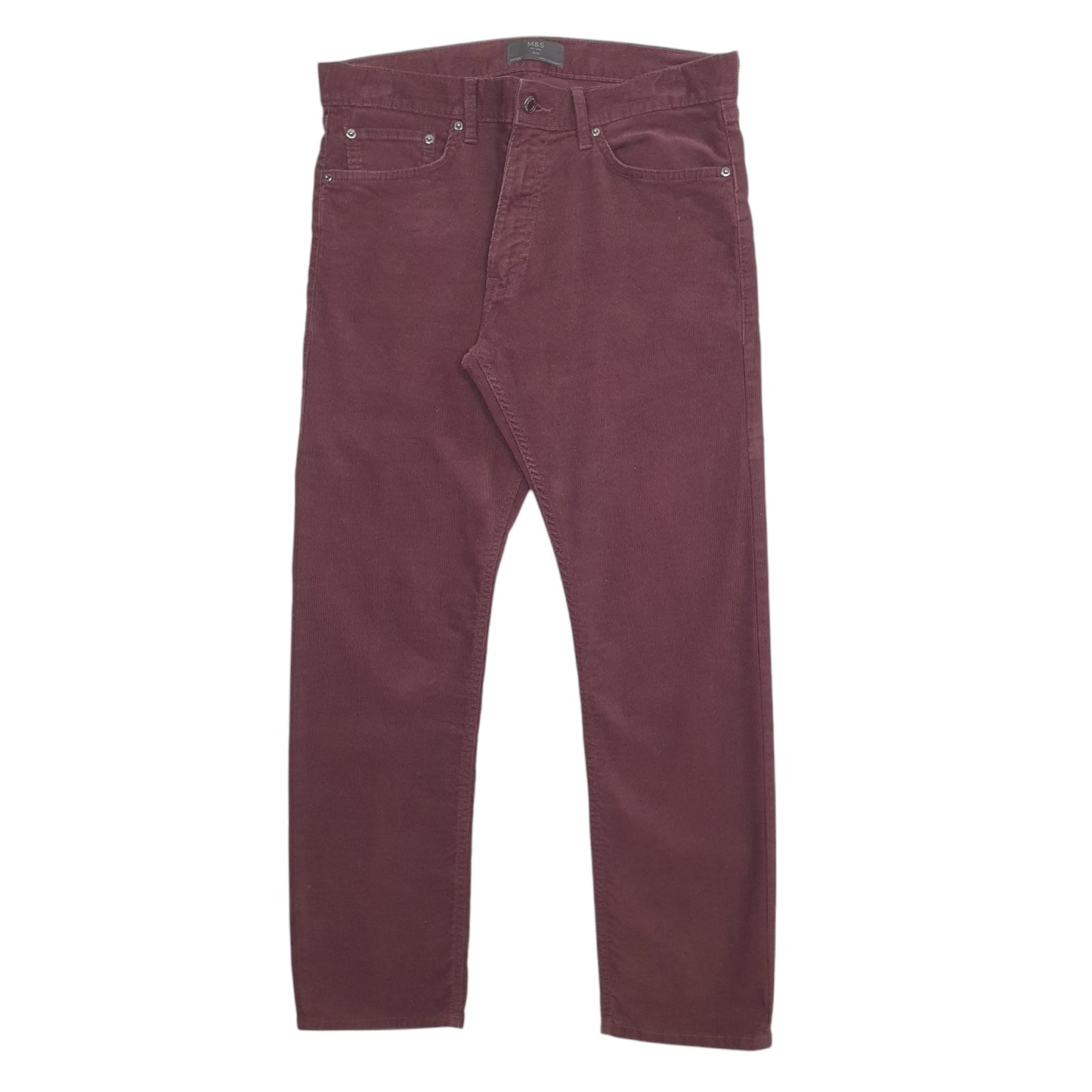Mens Burgundy M&S  Corduroy Trousers