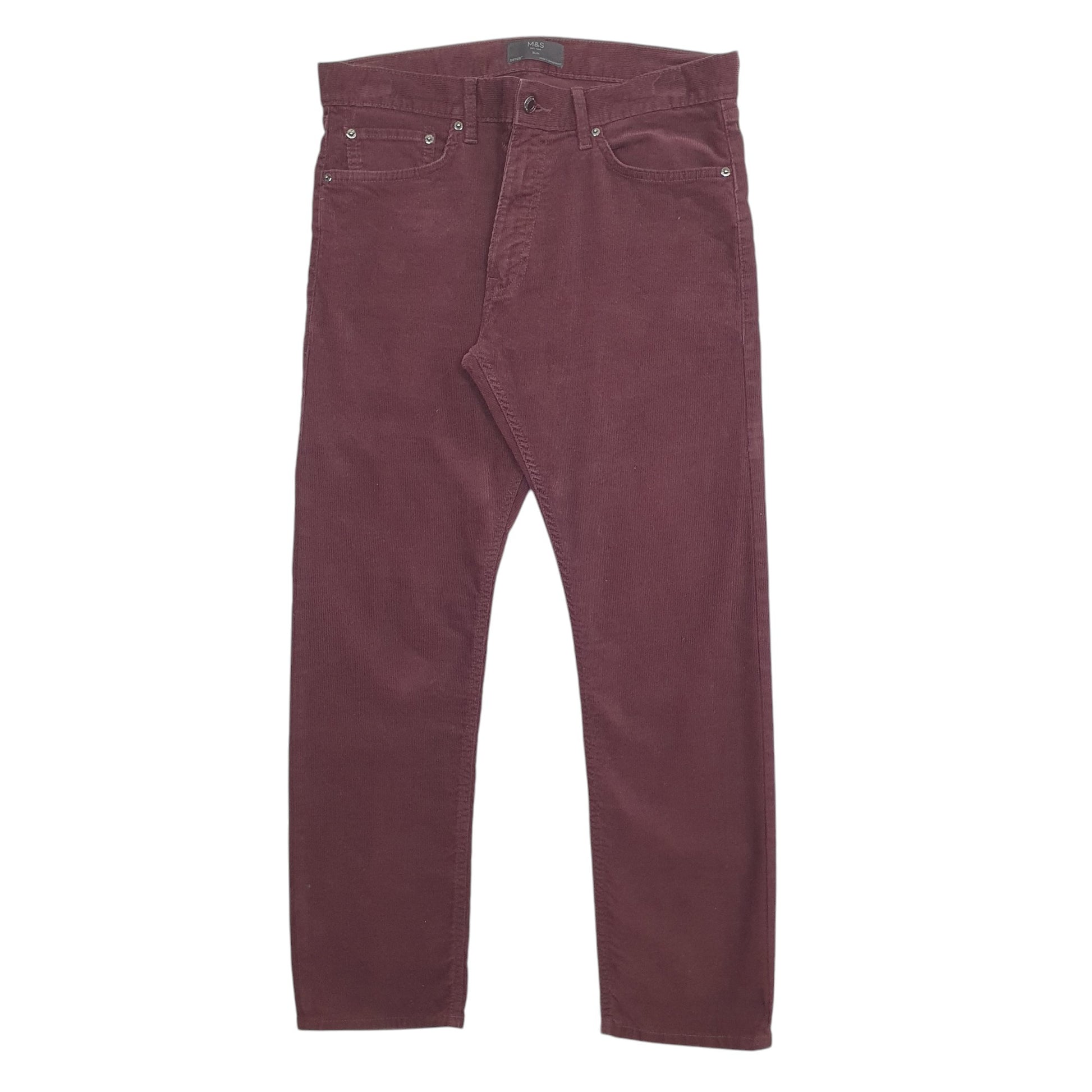 Mens Burgundy M&S  Corduroy Trousers