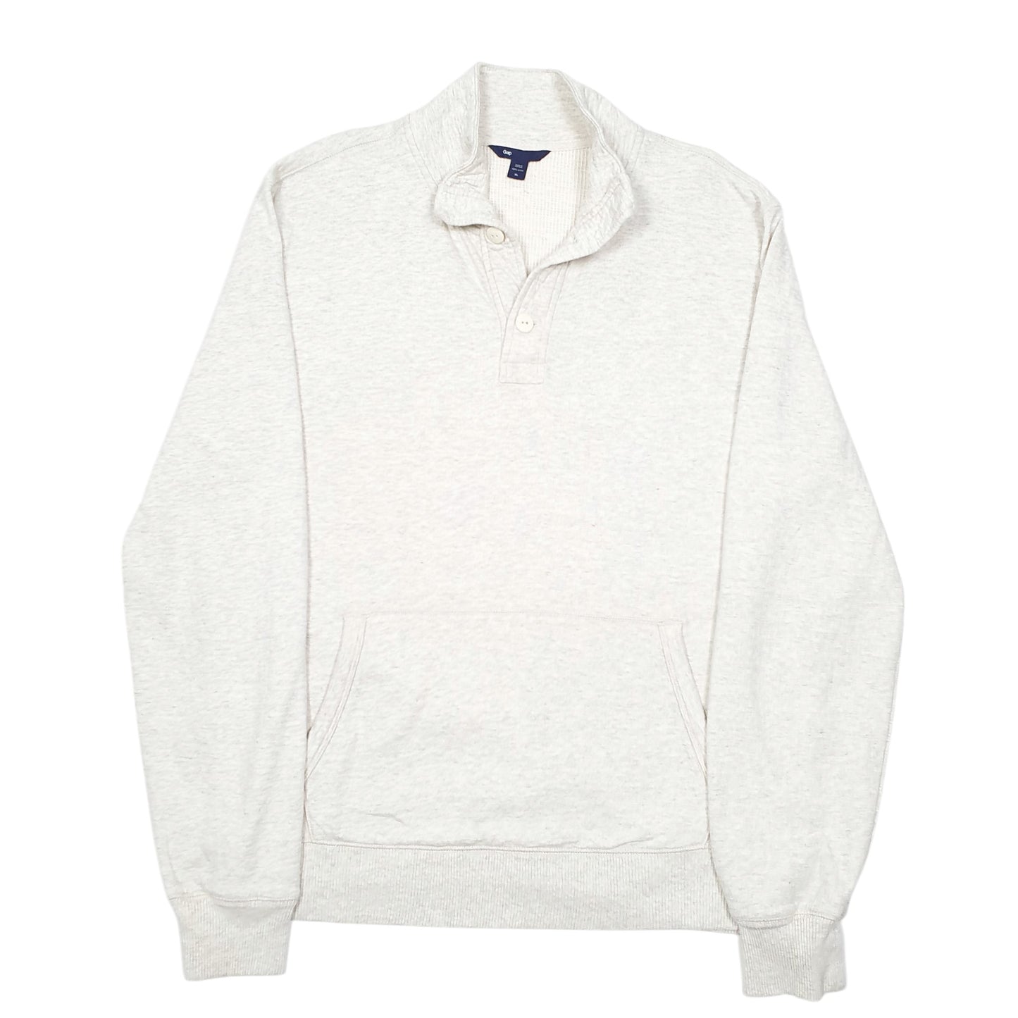 Mens Cream Gap Button Pop Over Quarter Zip Jumper