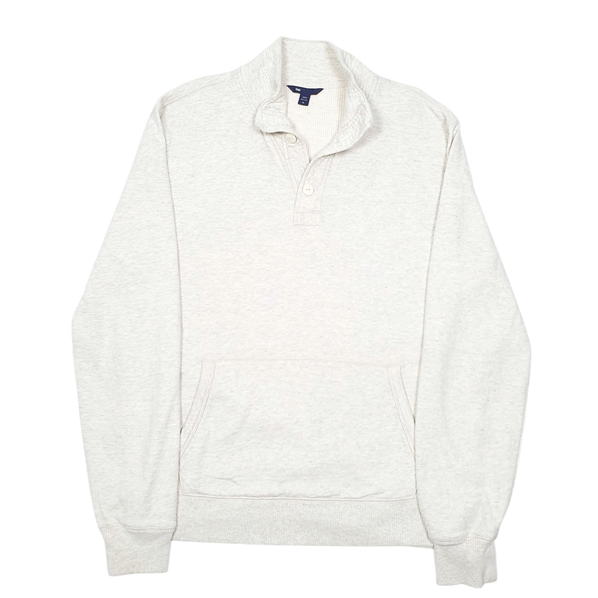 Mens Cream Gap Button Pop Over Quarter Zip Jumper