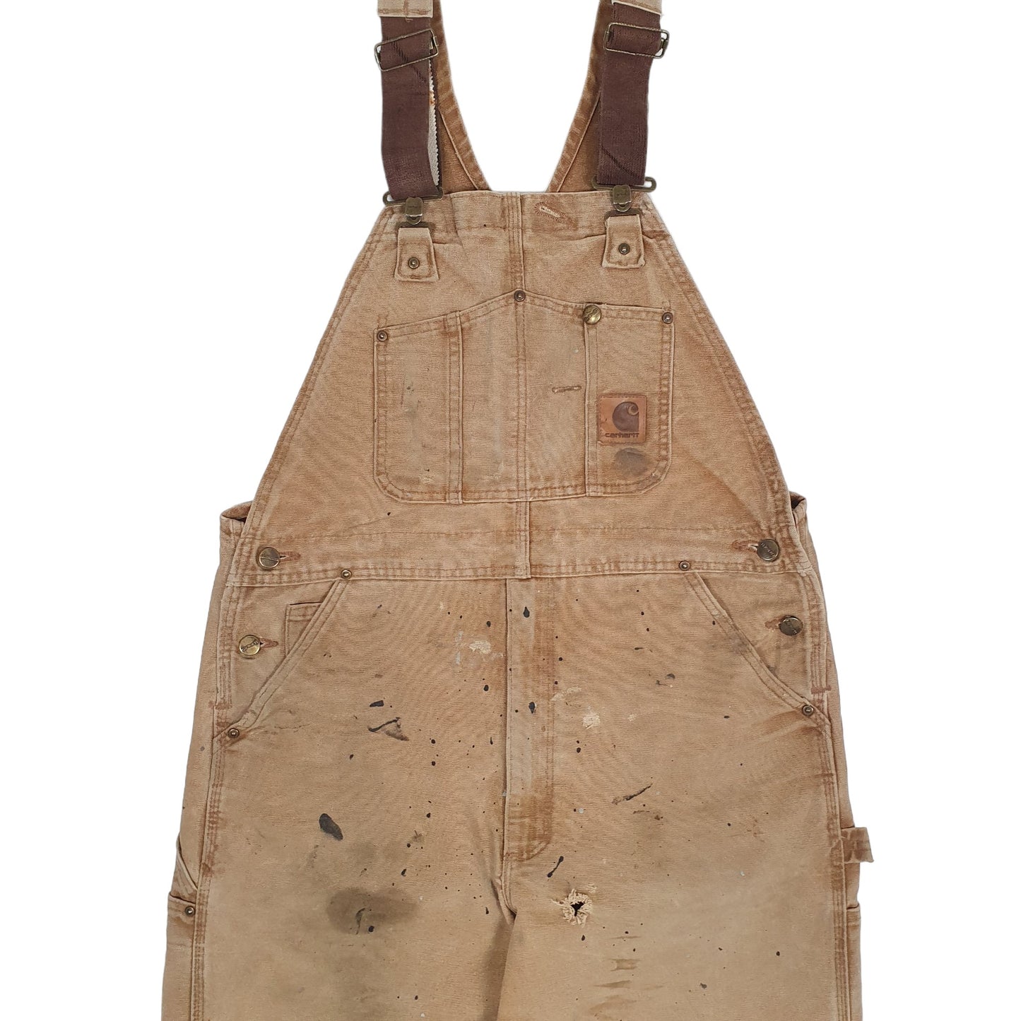 Mens Tan Carhartt R06 Duck Bib Overalls Dungaree Trousers