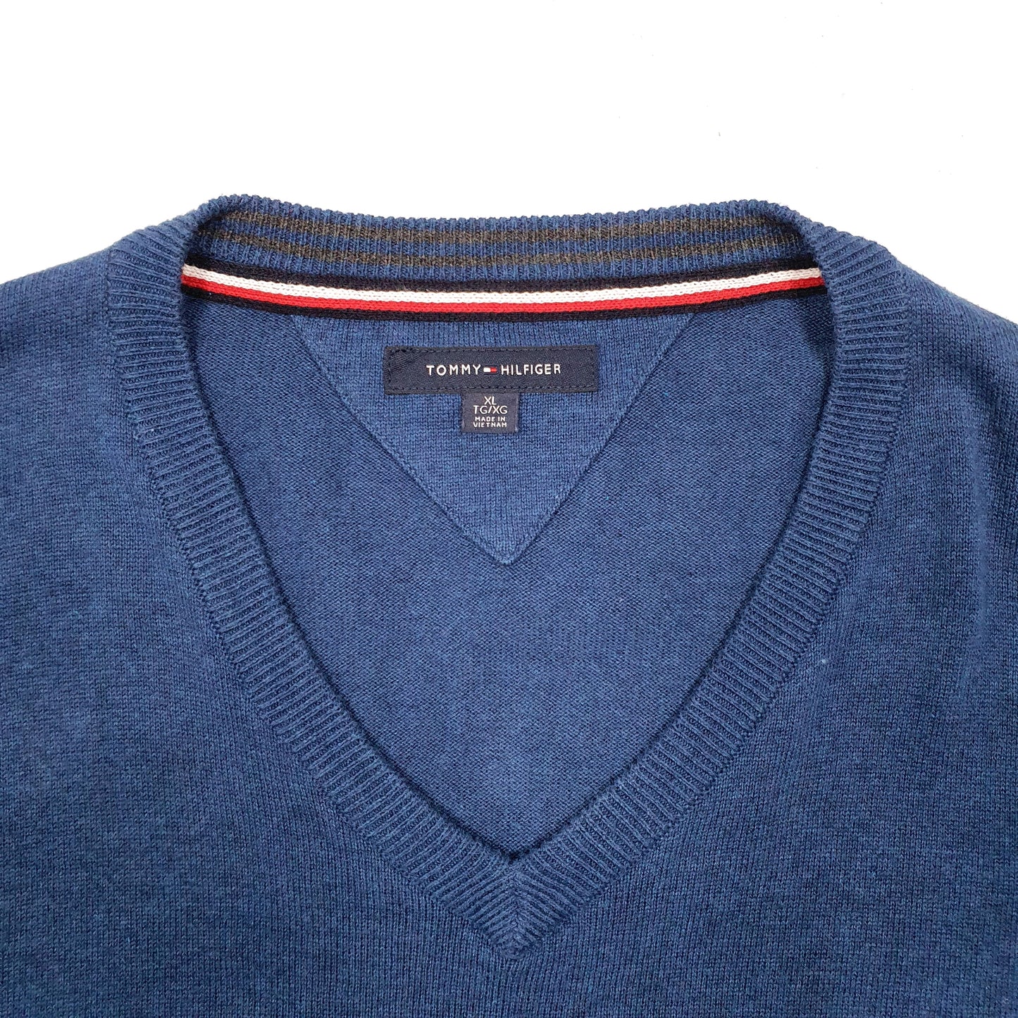 Mens Blue Tommy Hilfiger Knit V Neck Jumper