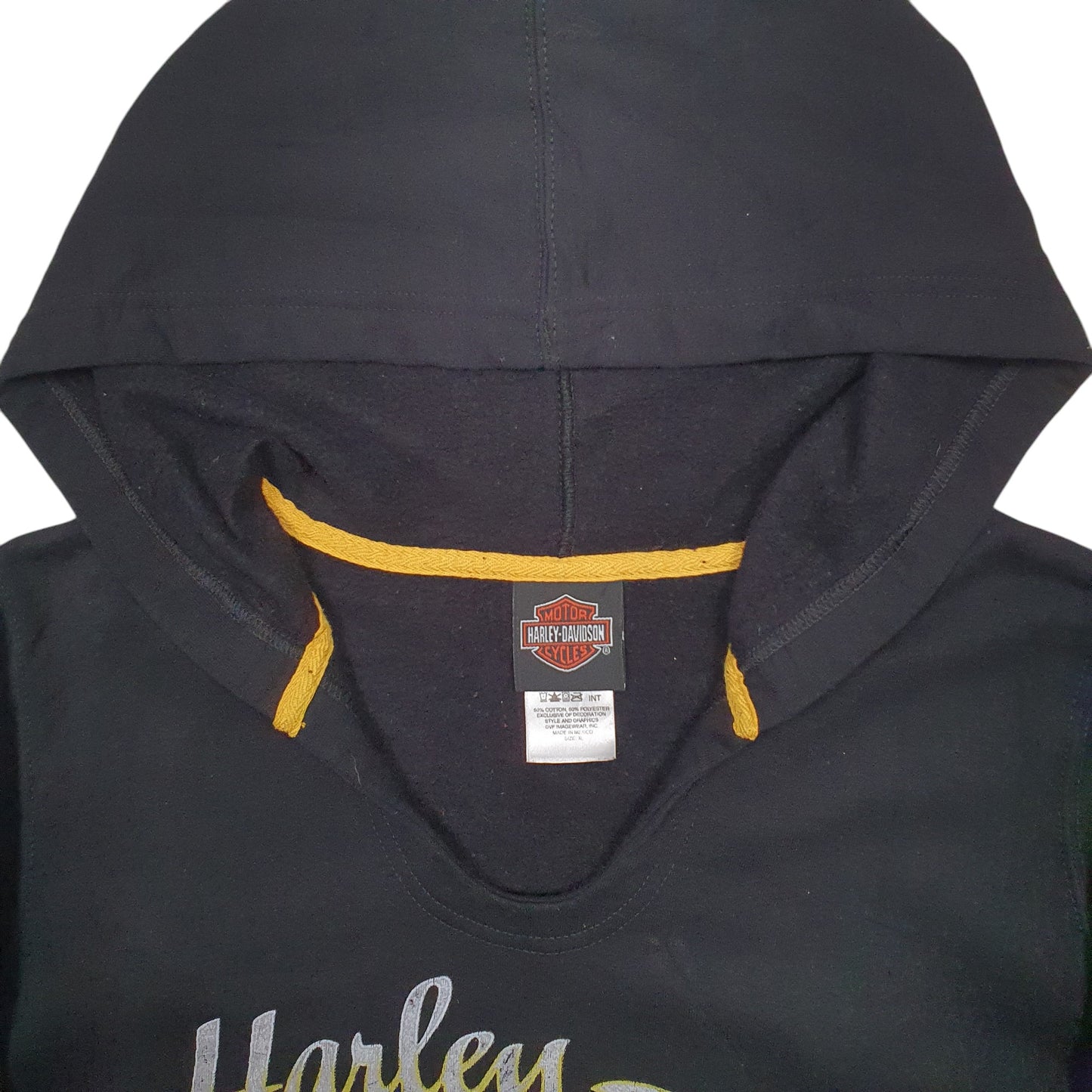 Mens Black Harley Davidson Spellout Motor Cycles Hoodie Jumper