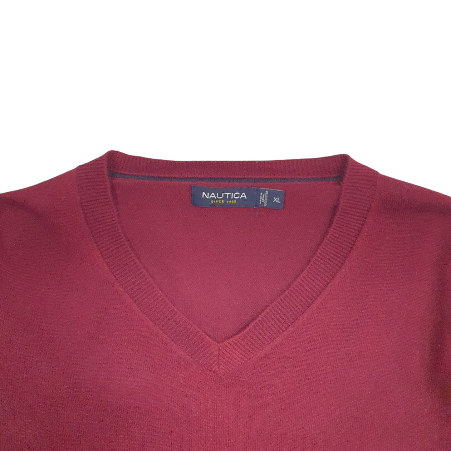 Mens Burgundy Nautica Knit Crewneck Jumper