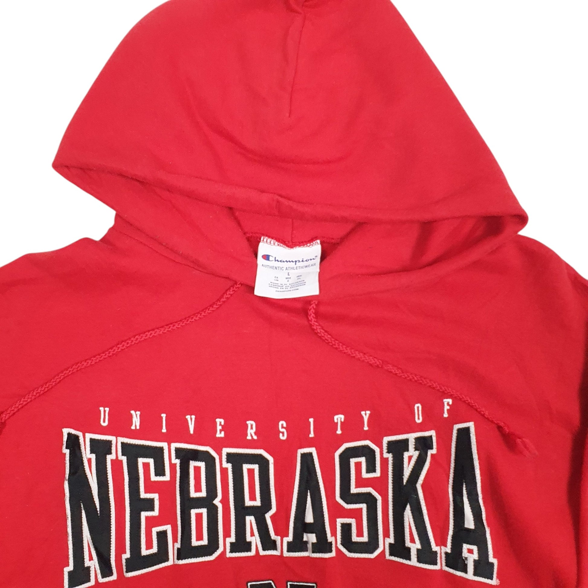 Mens Red Champion University of Nebraska Hoodie Jumper