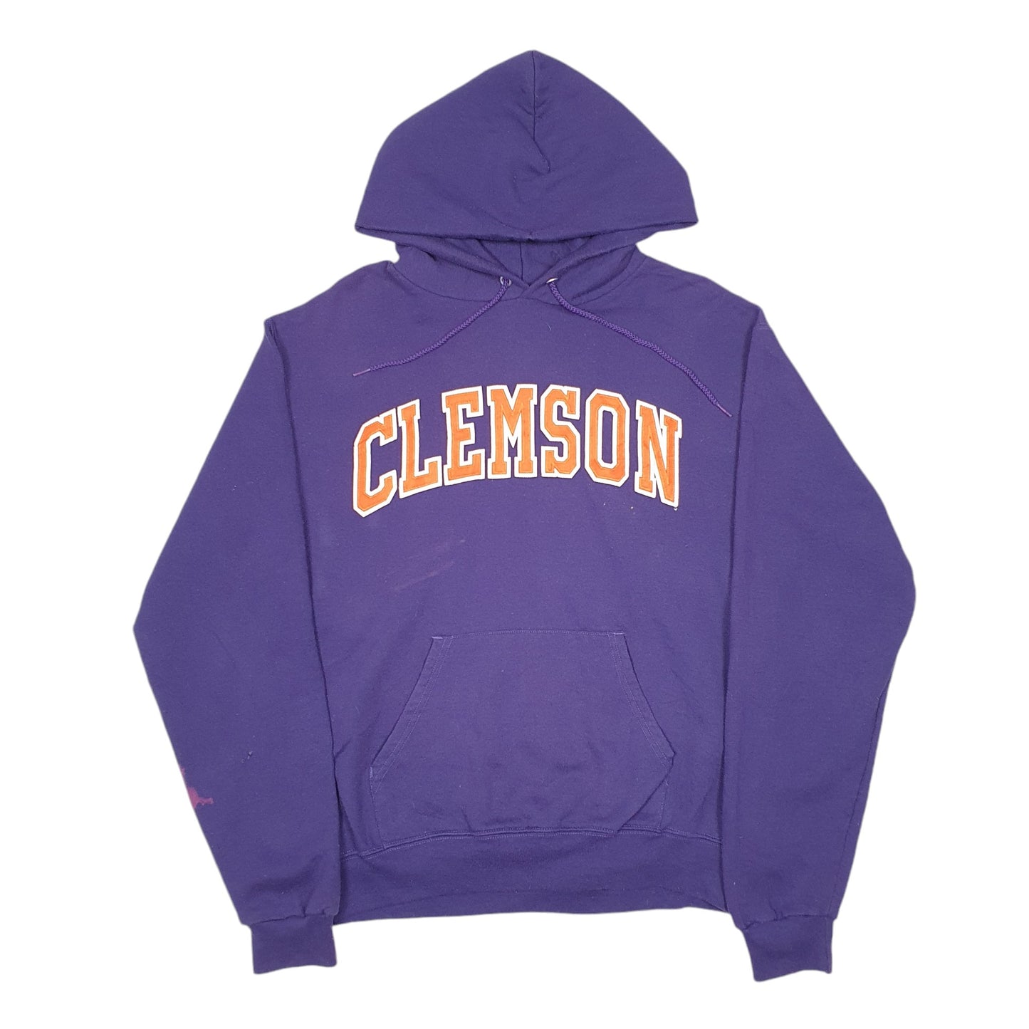 Mens Purple Champion Clemson College USA Spellout Hoodie Jumper