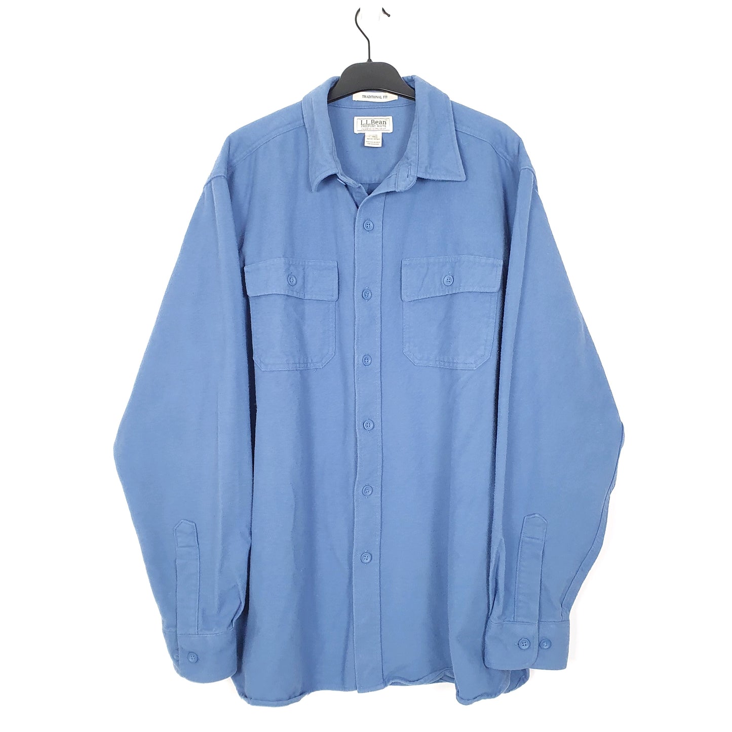 Mens Blue L.L.Bean Chamois Overshirt Traditional Long Sleeve Shirt