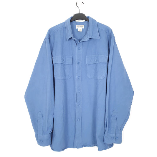 Mens Blue L.L.Bean Chamois Overshirt Traditional Long Sleeve Shirt