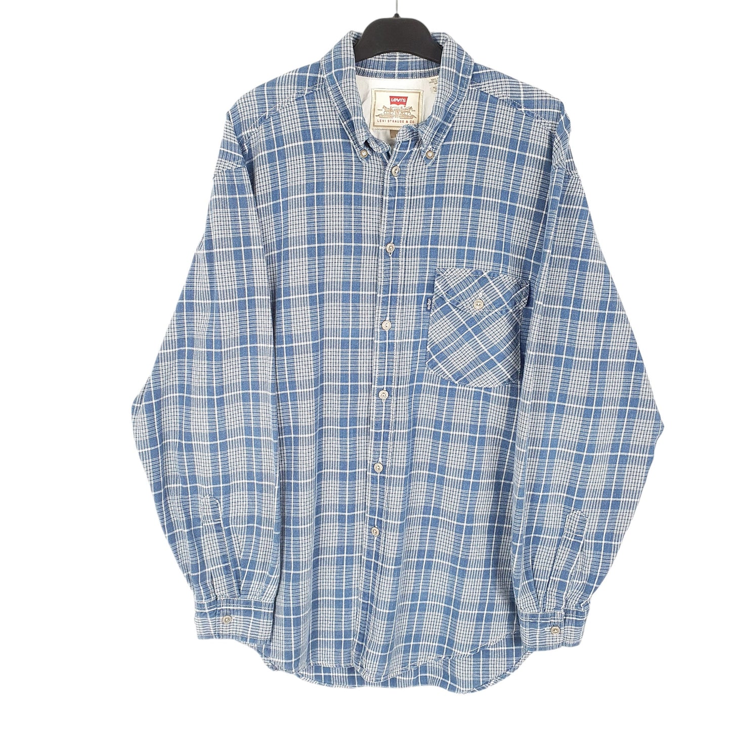 Mens Blue Levis Vintage Flannel Long Sleeve Shirt