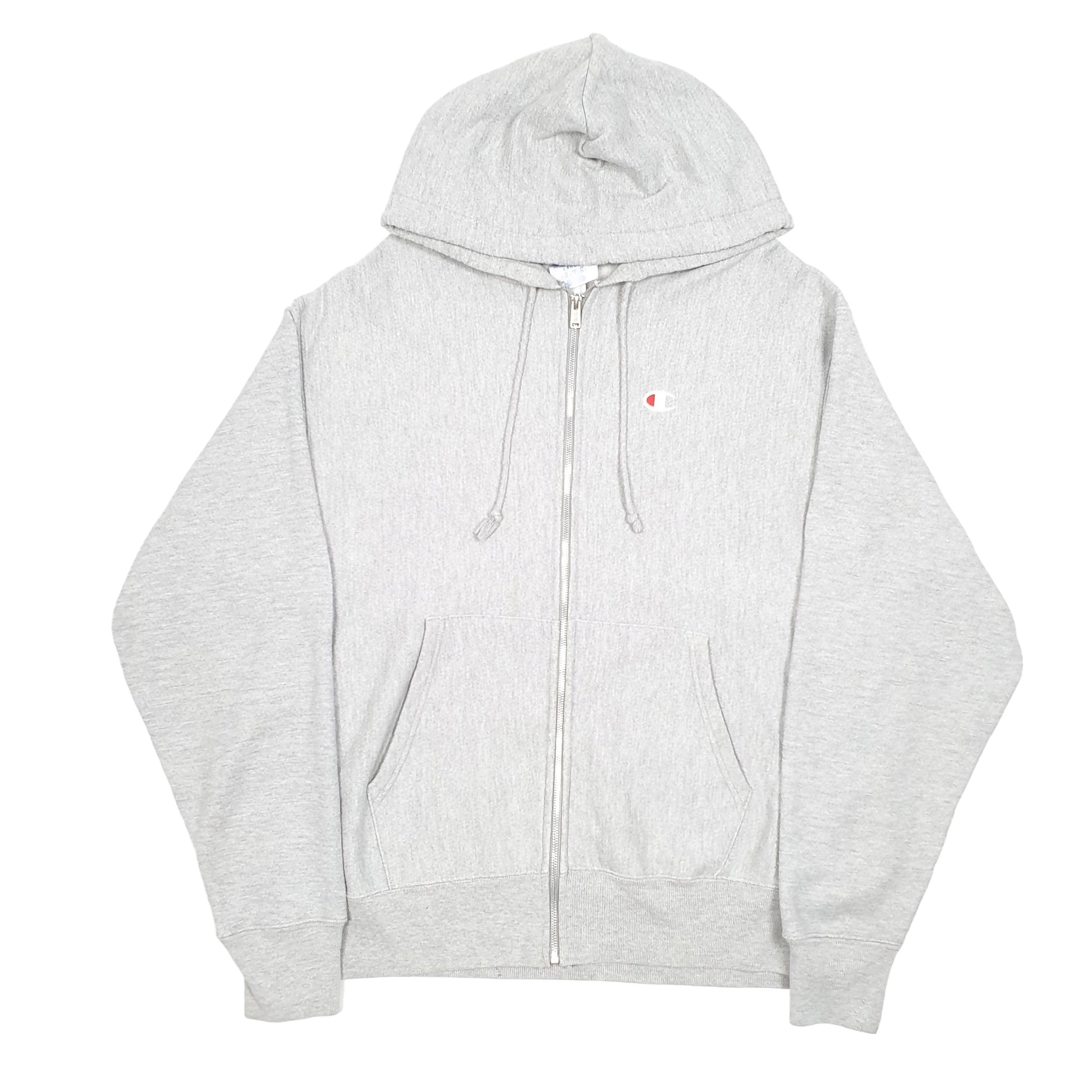 Mens Grey Champion Hoodie Vintage Reverse Weave Full Zip Jumper