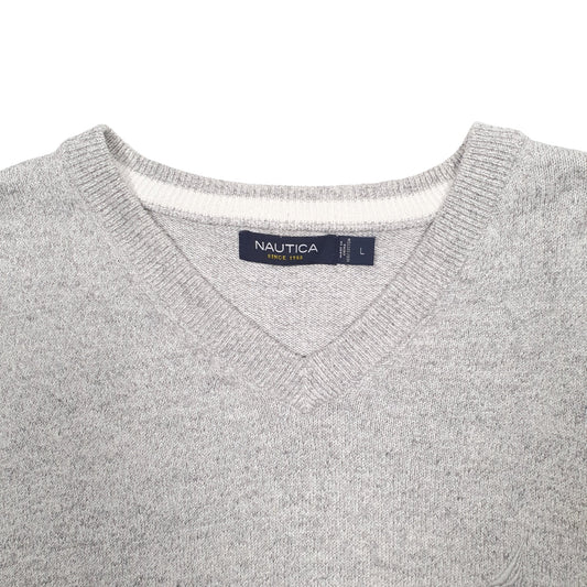 Mens Grey Nautica Knit Crewneck Jumper