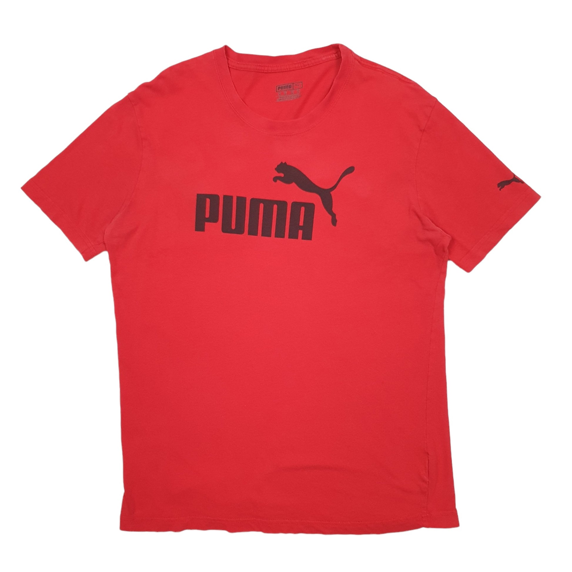 Mens Red Puma Spellout Short Sleeve T Shirt