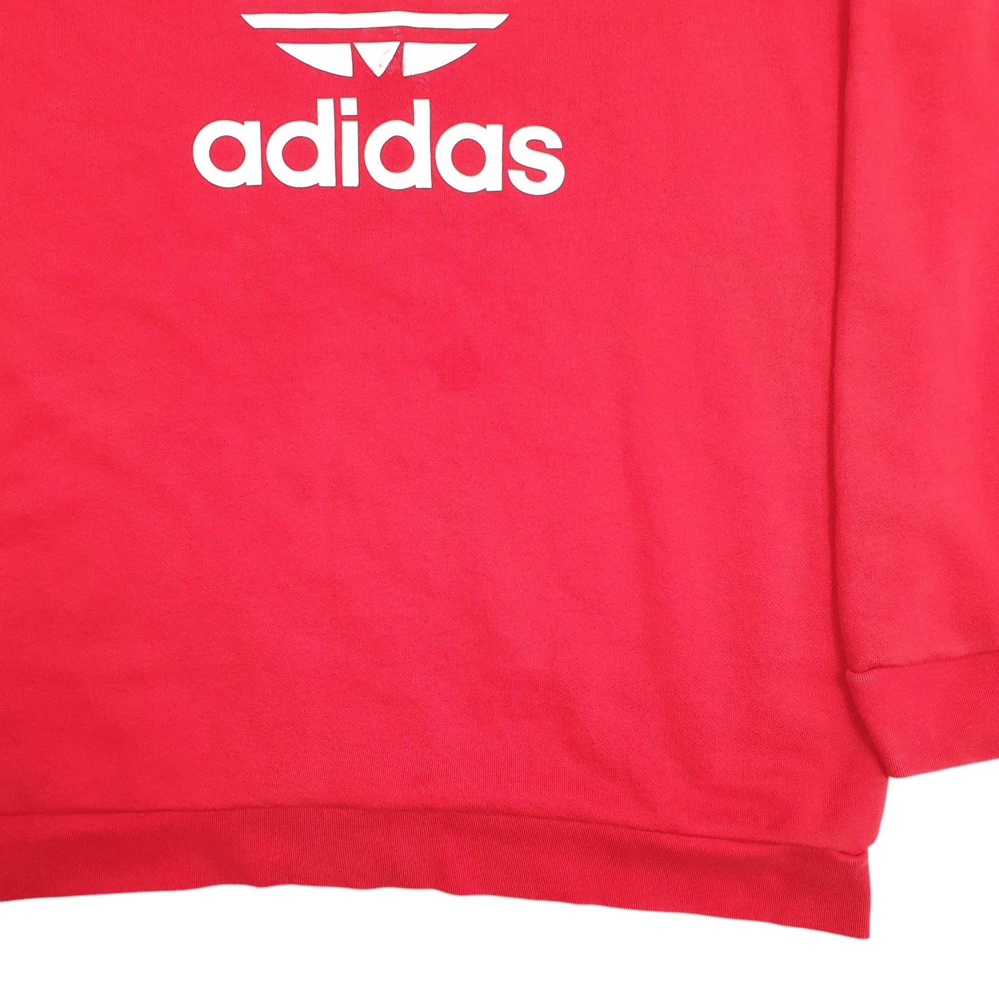 Mens Red Adidas Spellout Crewneck Jumper