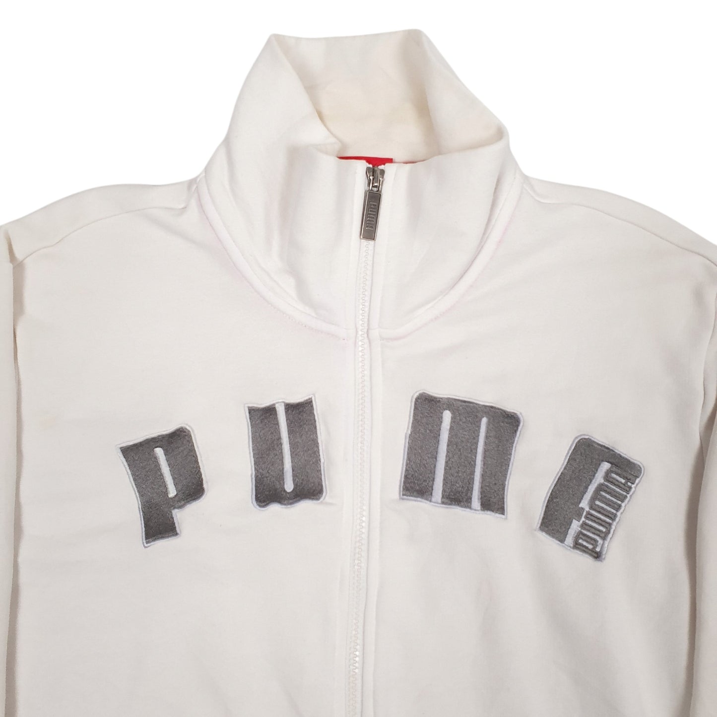 Mens White Puma Spellout Full Zip Jumper